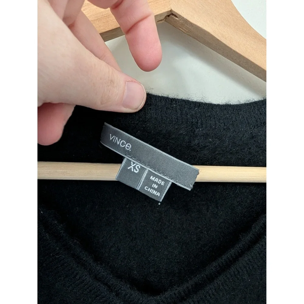 Vince Black 100%‎ Cashmere V-Neck Raglan Sweater Side Slit XS